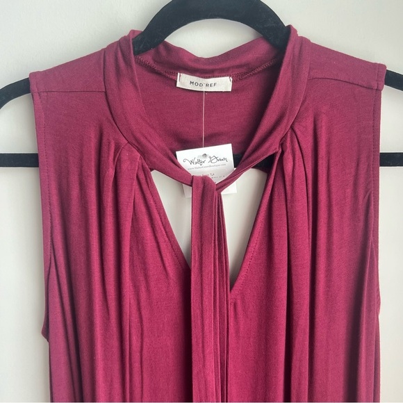 NWT Mod Ref Burgundy Dress with Tie Front & Cut Out Details - Large - Picture 3 of 12